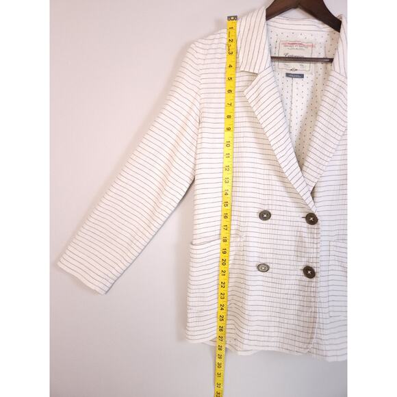 ANTHROPOLOGIE SIZE XS OVERSIZED DOUBLE BREASTED PINSTRIPE BLAZER BY CARTONNIER - Picture 4 of 9